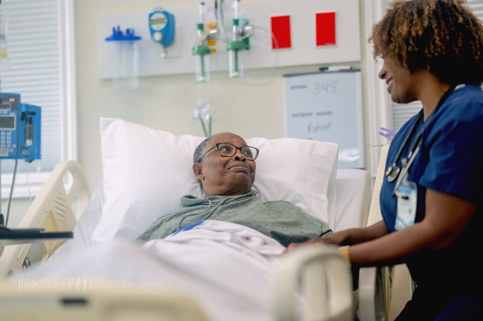 nurse smiling at patient